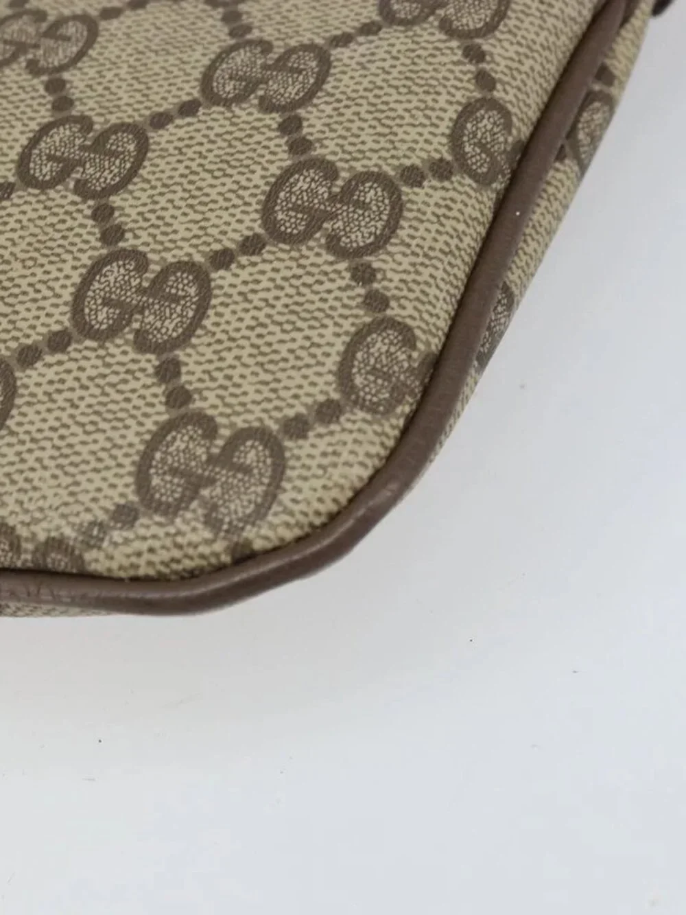 GUCCI GG Supreme Web Sherry Line Bag PVC Beige Gold 68 02 047 Auth 172006